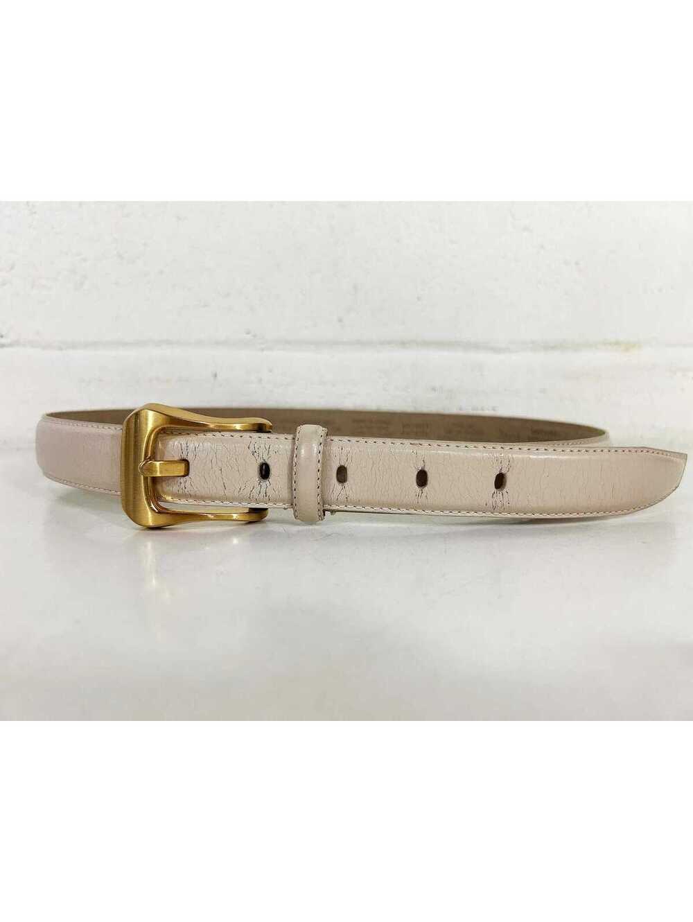 Ivory Leather Belt Liz Claiborne Gold Buckle Small 1990s 1996 Medium White